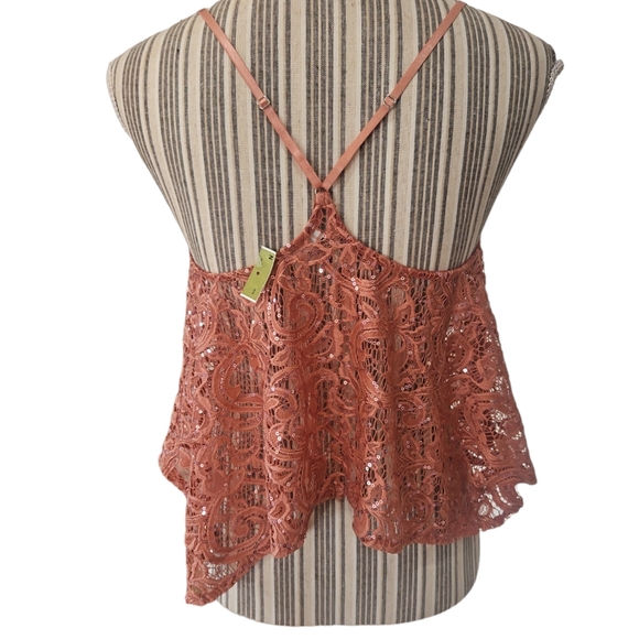 Free People Intimately Women Sequin Flowy Lace Crop Top/Tank Top Size XS/TP - Picture 5 of 11